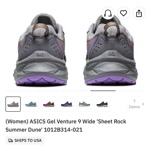 **NEW** ASICS NIB Women's Gel Venture - Gray and Purple Trail Running Shoes Sz 7 - Picture 7 of 8